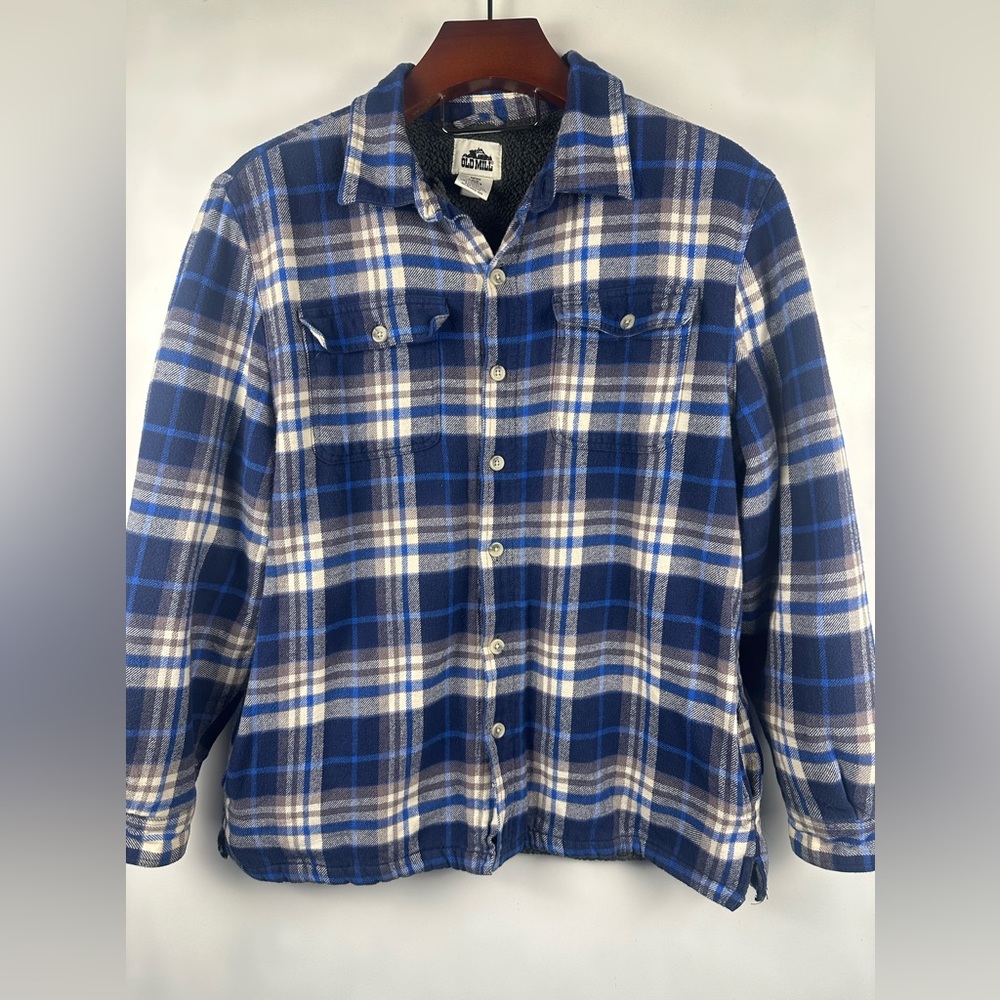 Old Mill Heavy Winter Flannel Men's Shirt‎ XXL Sherpa Soft Fleece side pockets